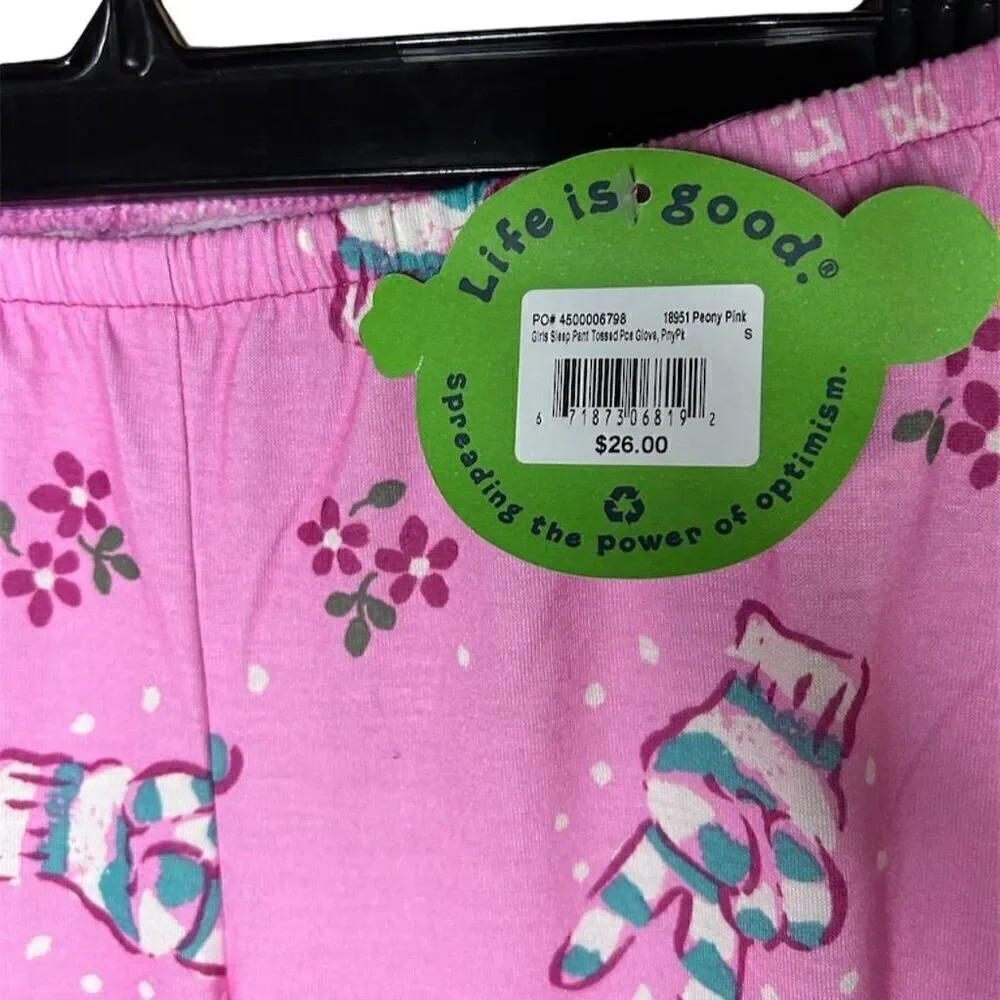 Life Is Good Girls' Pink Peace Glove Lounge Pants Size S